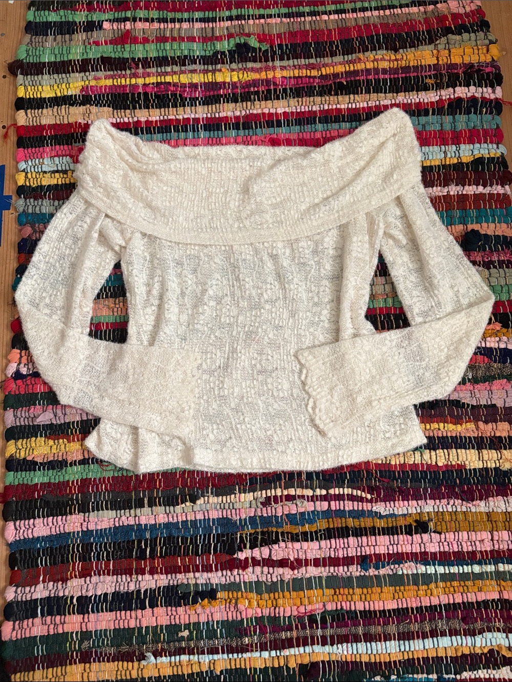Kimchi Blue Light Cream Off-the-Shoulder Knit Sweater
